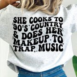 She cooks to 90's country...