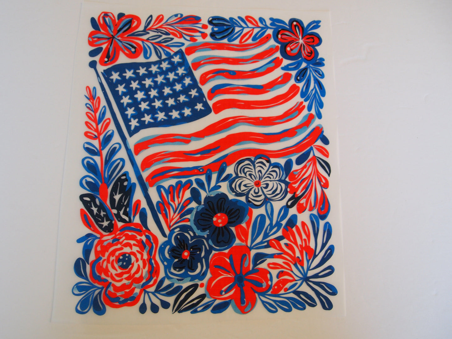 4th of July Flag w/red flowers