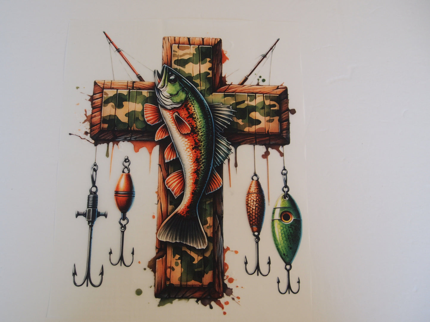 Fishing w/cross design transfer