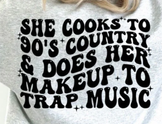 122S-She cooks to 90's country...